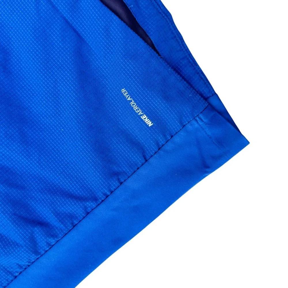 Nike AeroLayer Mens Running Top Blue 1/4 Zip Long Sleeve Thumbholes Small